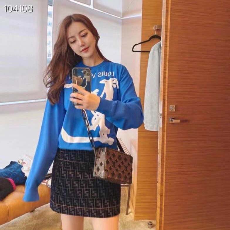 Louis Vuitton LV Women LV Scribbles Intarsia Crewneck Graphic Knit Loose Fit