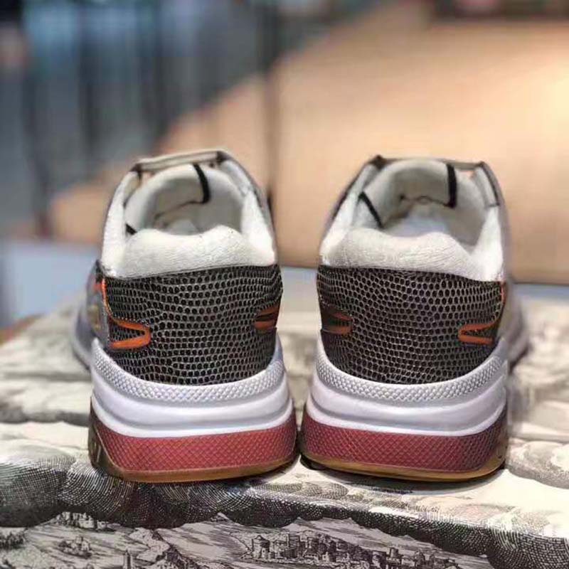 Gucci Unisex Ultrapace Sneaker with Embroidered Gucci and Interlocking G in Metallic Leather-Grey