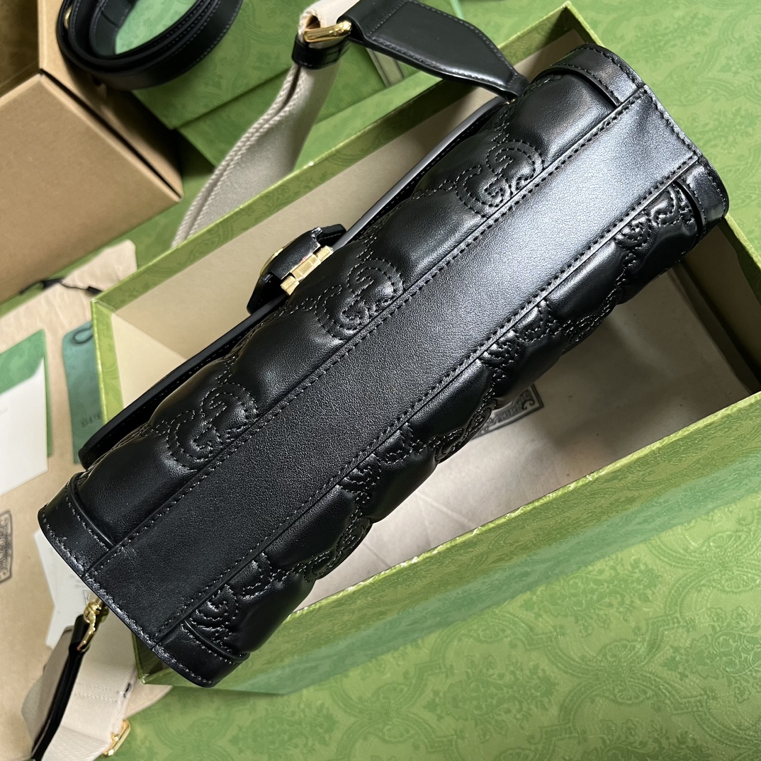 Gucci Women GG Matelassé Small Bag Black Double G