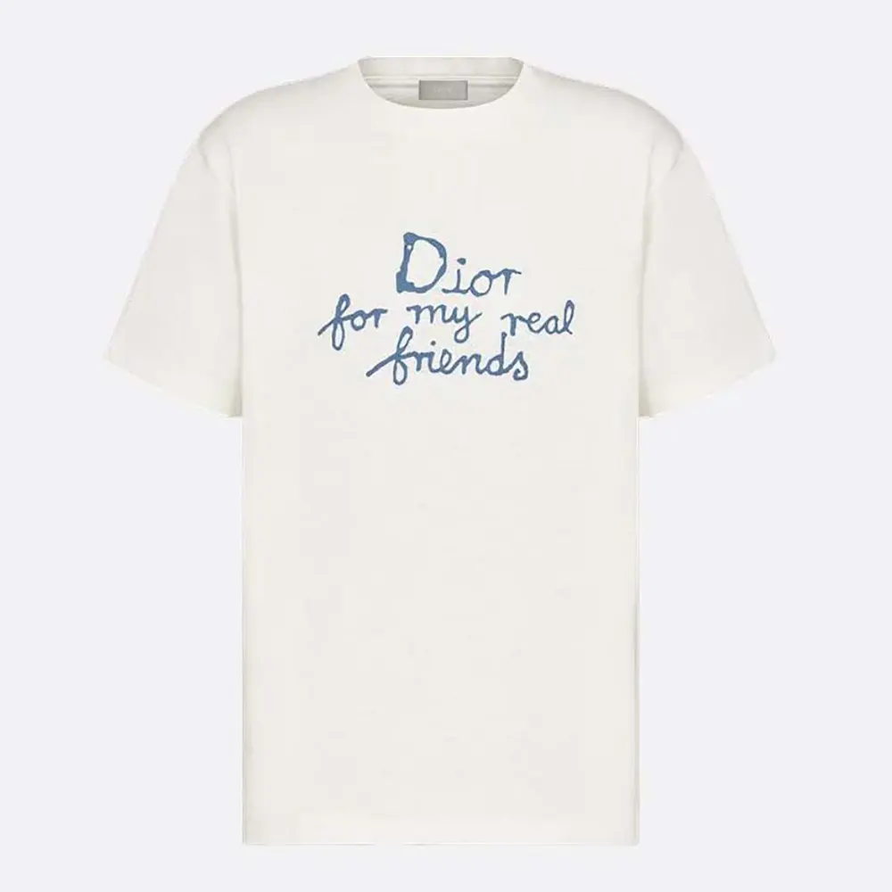 Dior Men DIOR AND HYLTON NEL T-Shirt Relaxed Fit White Cotton Jersey