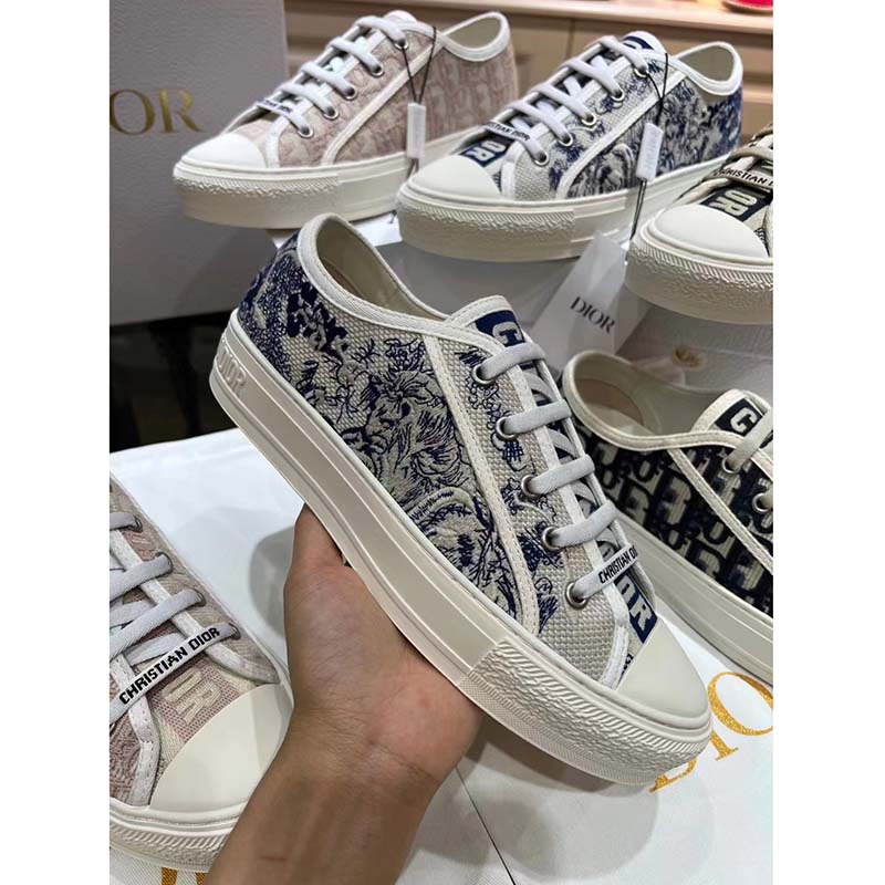 Dior Women Walk’n’Dior Sneaker Blue Toile De Jouy Embroidered Cotton