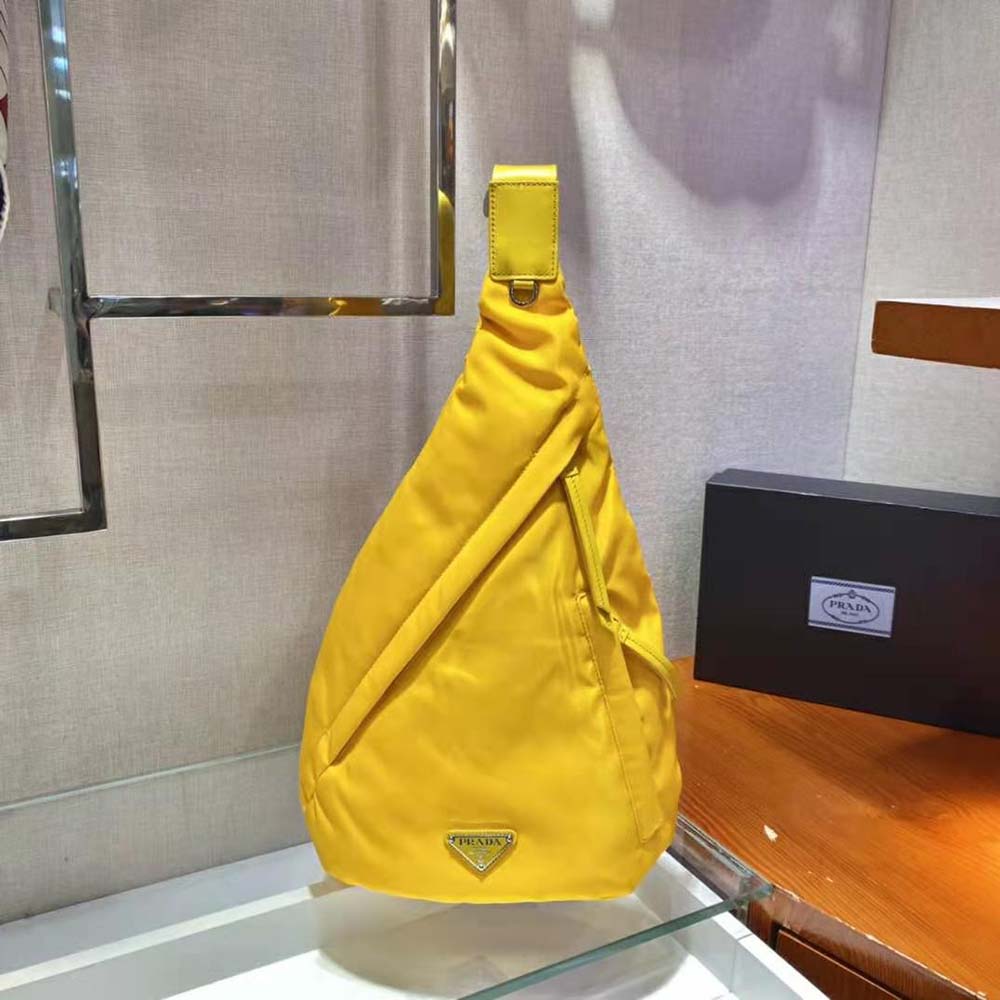 Prada Unisex Re-Nylon and Leather Backpack-Yellow