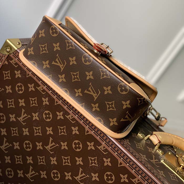 Louis Vuitton LV Women Diane Handbag Beige Brown Monogram Coated Canvas Shearling