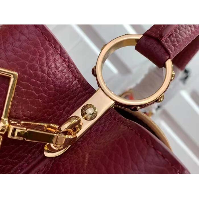 Louis Vuitton LV Women Capucines BB Handbag Griotte Red Arizona Taurillon Cowhide Leather