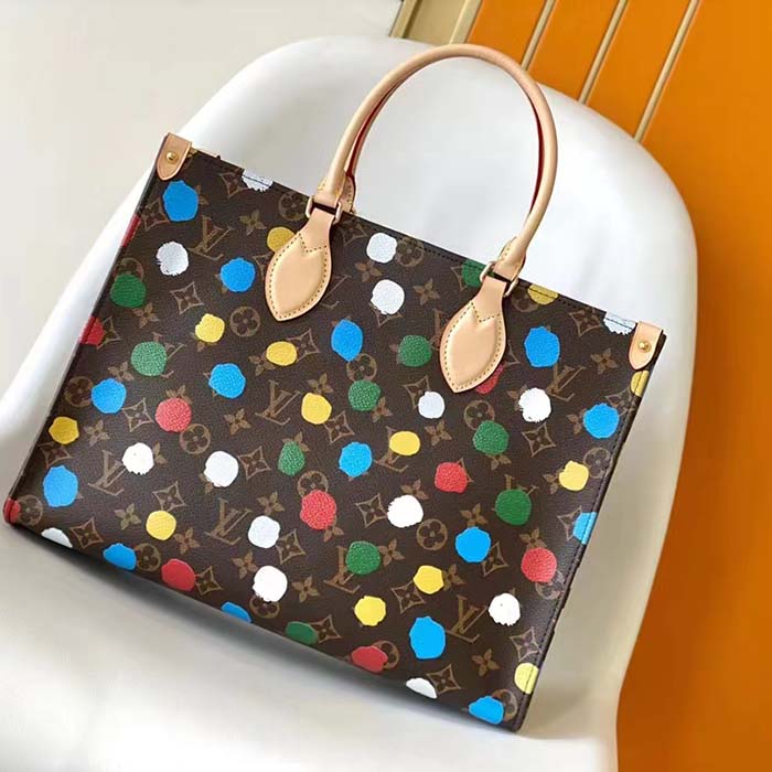 Louis Vuitton Unisex LVxYK OnTheGo MM Monogram Coated Canvas 3D Painted Dots Print
