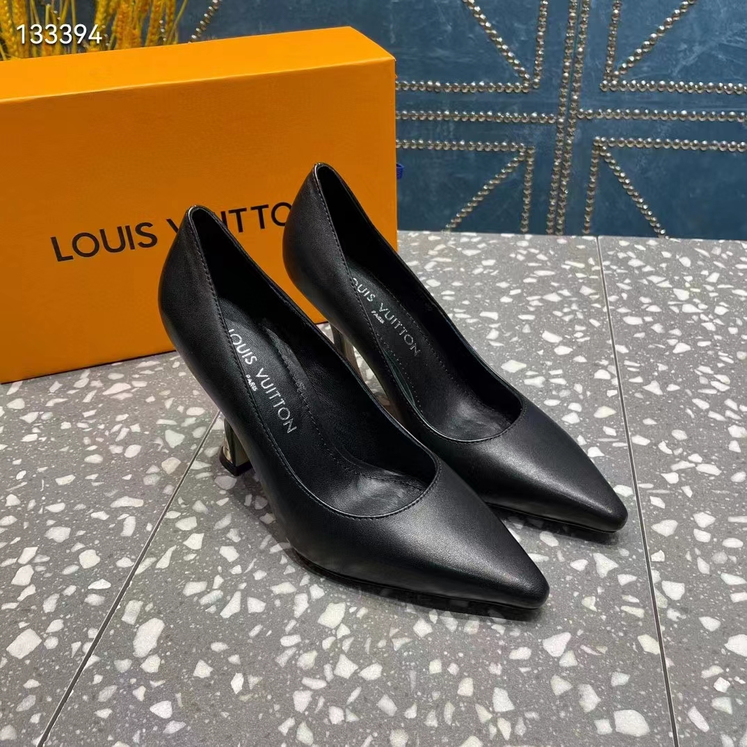 Louis Vuitton LV Women Sparkle Pump Black Lamb Leather Outsole 9.5 Cm Heel