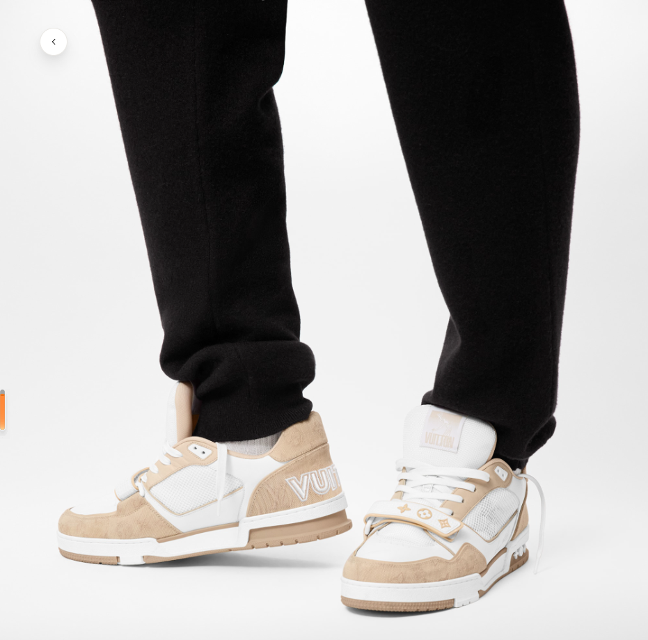 Louis Vuitton LV Unisex Trainer Sneaker Beige Monogram Denim Velcro Strap Rubber Outsole