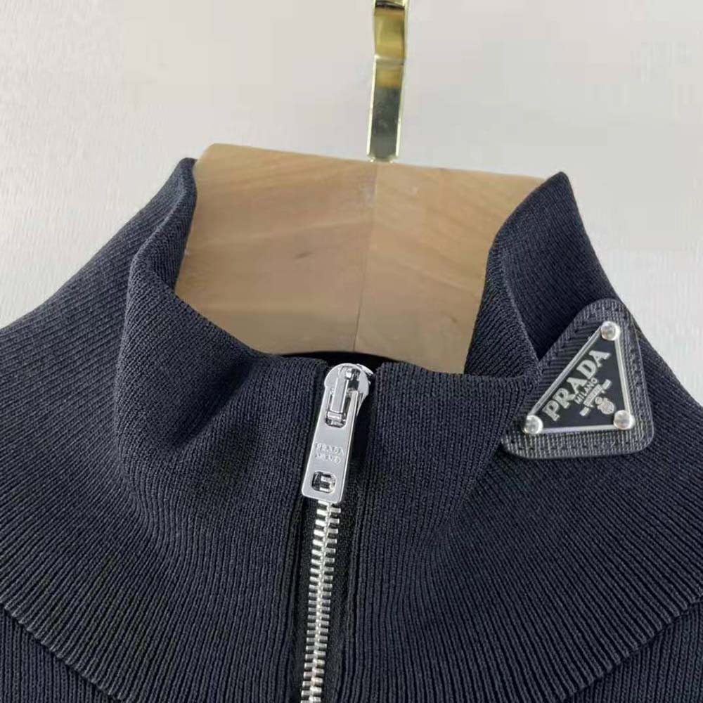 Prada Women Viscose and Cotton Turtleneck-Black