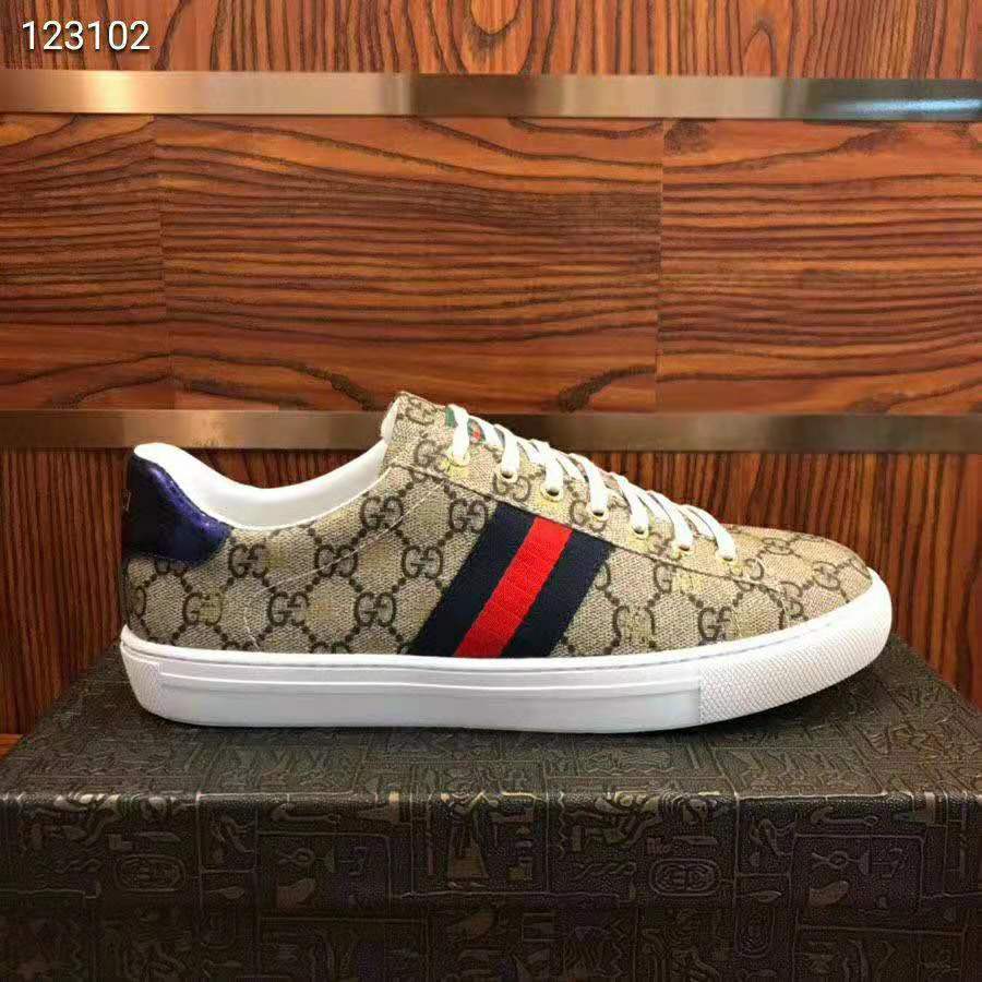 Gucci Men Ace GG Supreme Bees Sneaker-Brown