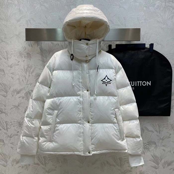 Louis Vuitton Women LV SKI Glossy Nylon Puffer Jacket Polyamide White
