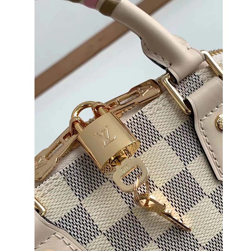 Louis Vuitton LV Women Alma BB Handbag Beige Damier Azur Coated Canvas