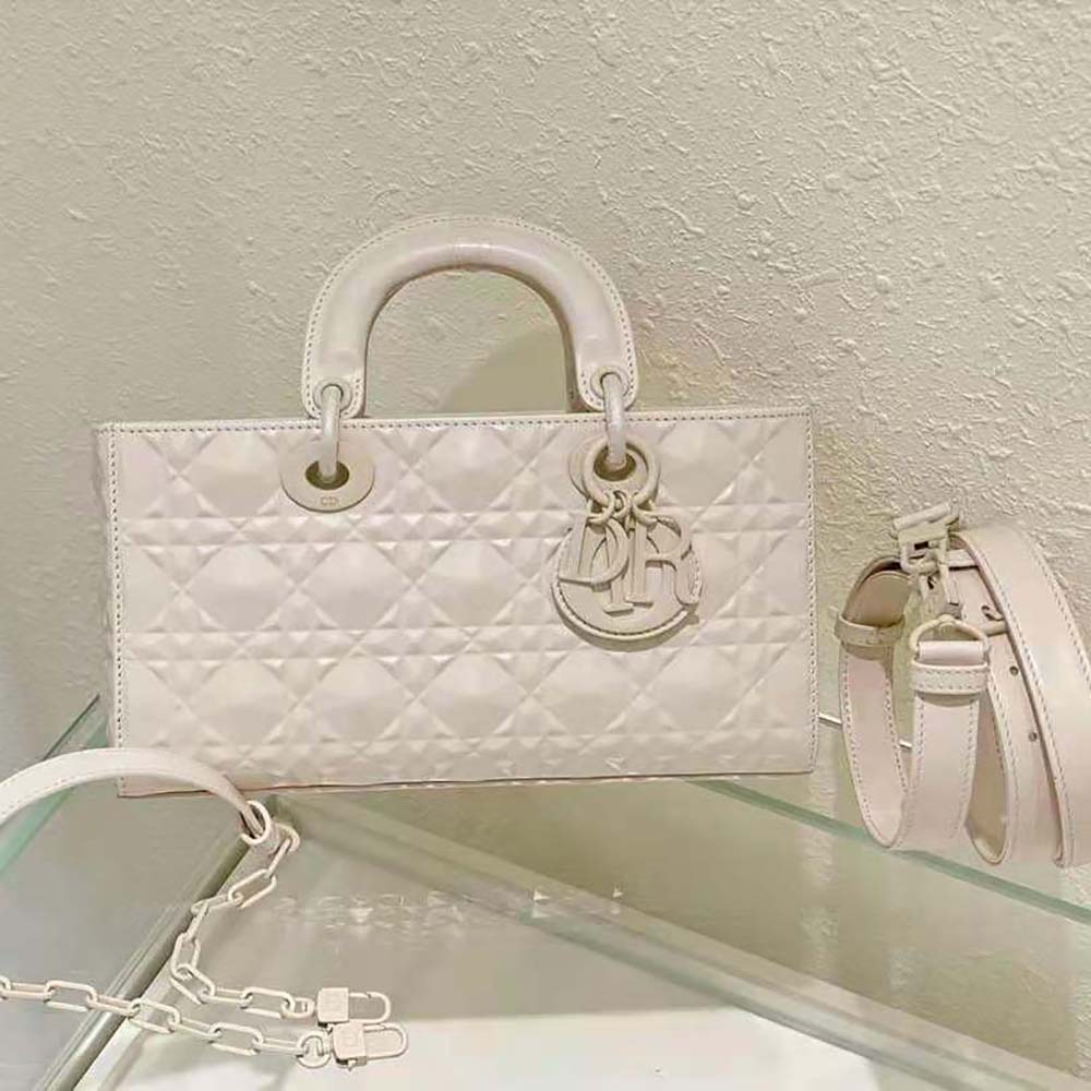 Dior Women Lady D-Joy Bag Latte Cannage Calfskin with Diamond Motif