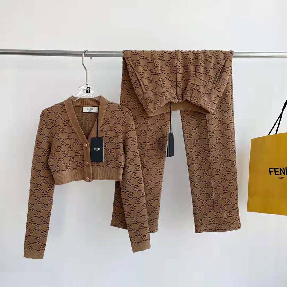 Fendi Women Pants Beige Velvet and Viscose Pants