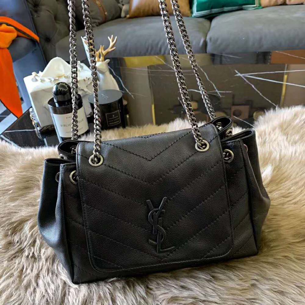 Saint Laurent YSL Women Small Nolita Bag in Vintage Leather-Black