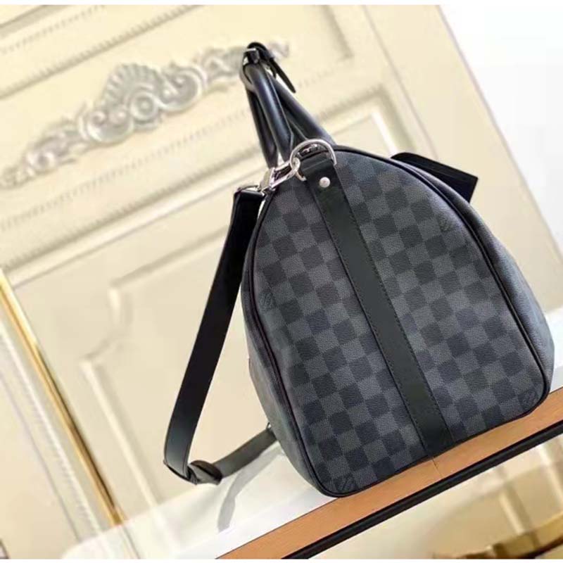 Louis Vuitton LV Unisex Keepall Bandoulière 45 Travel Bag Grey Damier Graphite Canvas
