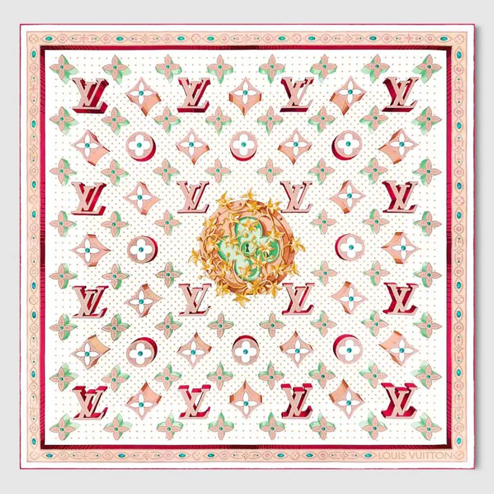 Louis Vuitton Unisex Monogram LV Locks Square 90-Beige M79939