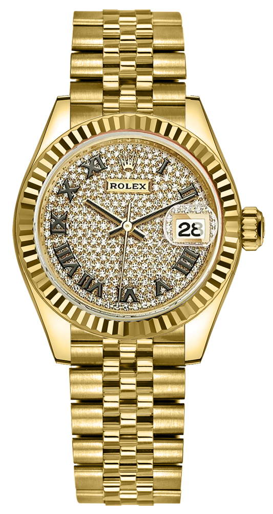 Rolex Lady-Datejust 28 Diamond Pave Dial Women's Watch 279178-0032