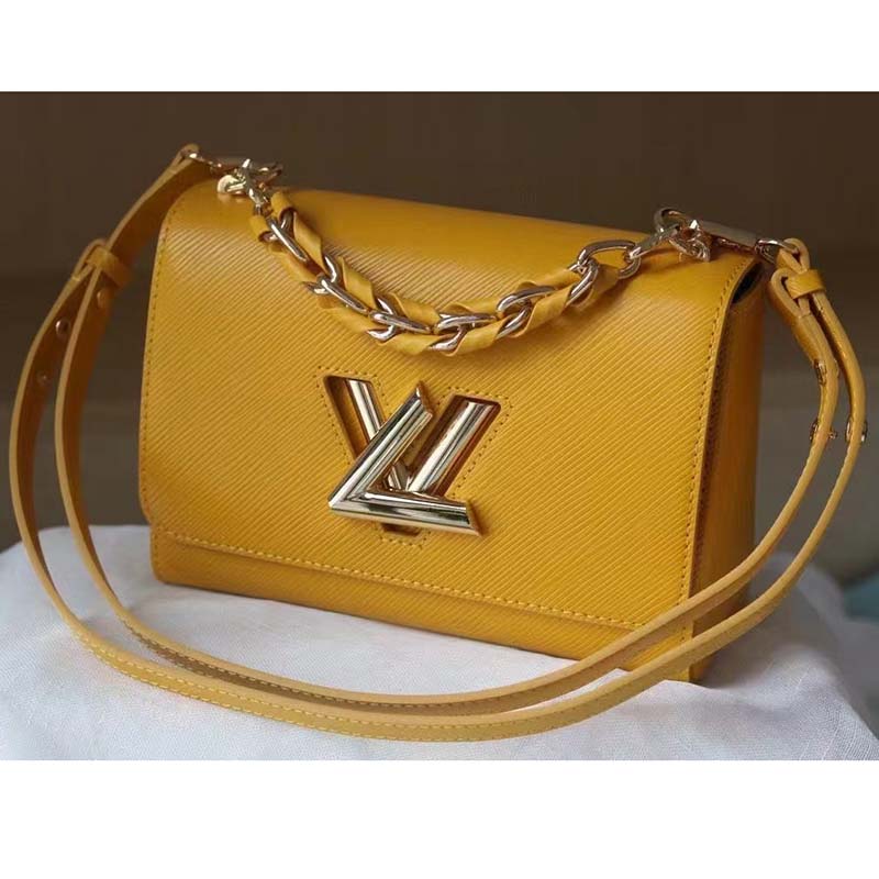 Louis Vuitton LV Women Twist MM Handbag Sunflower Yellow Epi Grained Cowhide Leather