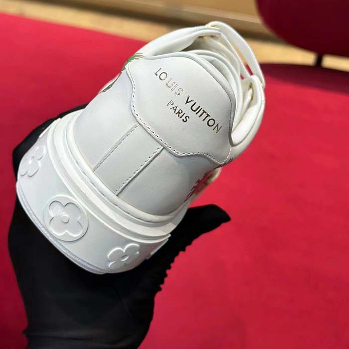 Louis Vuitton Women LV Time Out Sneaker White Printed Calf Leather Monogram Flowers