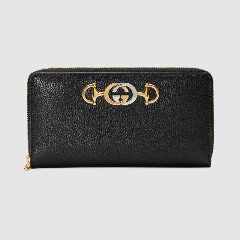 Gucci GG Women Gucci Zumi Grainy Leather Zip Around Wallet
