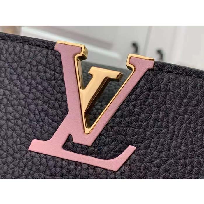 Louis Vuitton LV Women Capucines BB Handbag Black Taurillon Cowhide Leather