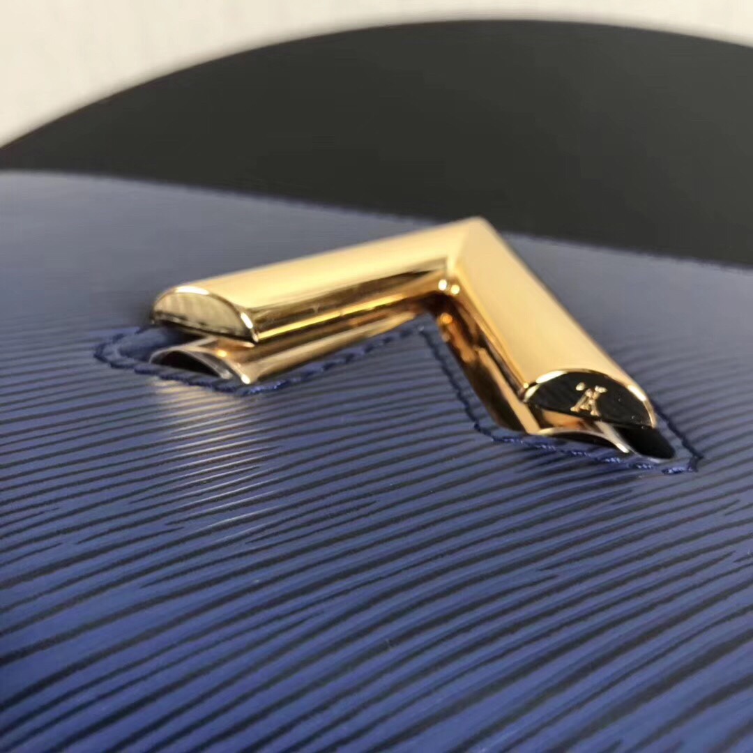 Louis Vuitton LV Women Twist MM Handbag Indigo Blue Epi Grained Cowhide Leather