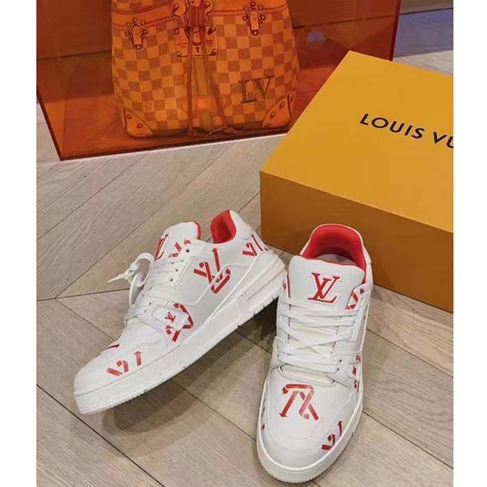 Louis Vuitton Unisex LV Trainer Sneaker Red Mix Sustainable Materials Recycled Polyester