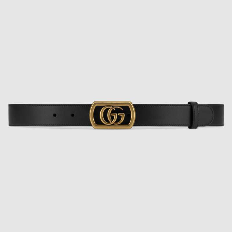 Gucci Unisex Belt with Framed Double G Buckle in Leather