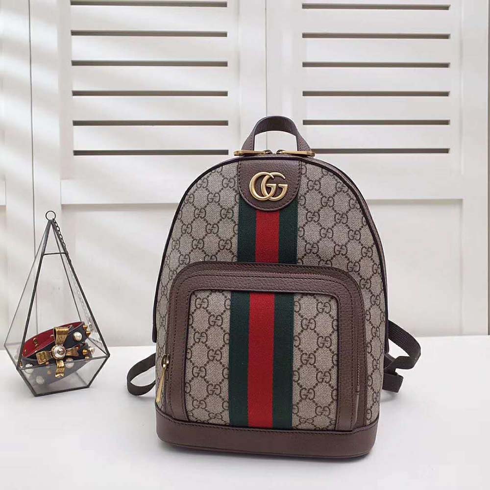 Gucci GG Unisex Ophidia GG Small Backpack-Brown