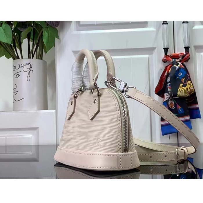 Louis Vuitton LV Women Nano Alma Handbag Quartz White Epi Grained Cowhide Leather
