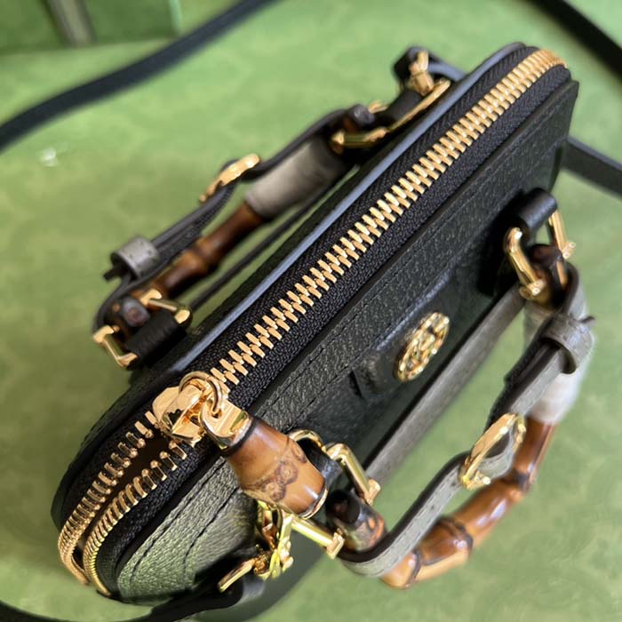 Gucci GG Women Gucci Diana Mini Tote Bag Black Leather Double G