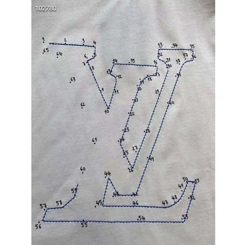 Louis Vuitton LV Men LV Stitch Print Embroidered T-Shirt Regular Fit Cotton-White