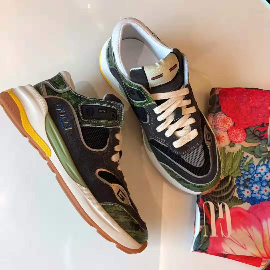 Gucci Men’s Ultrapace Sneaker in Embroidered G Detail 3 cm Heel-Green