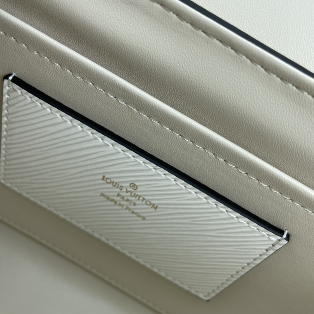 Louis Vuitton LV Women Twist MM Lemon Handbag White Epi Grained Cowhide