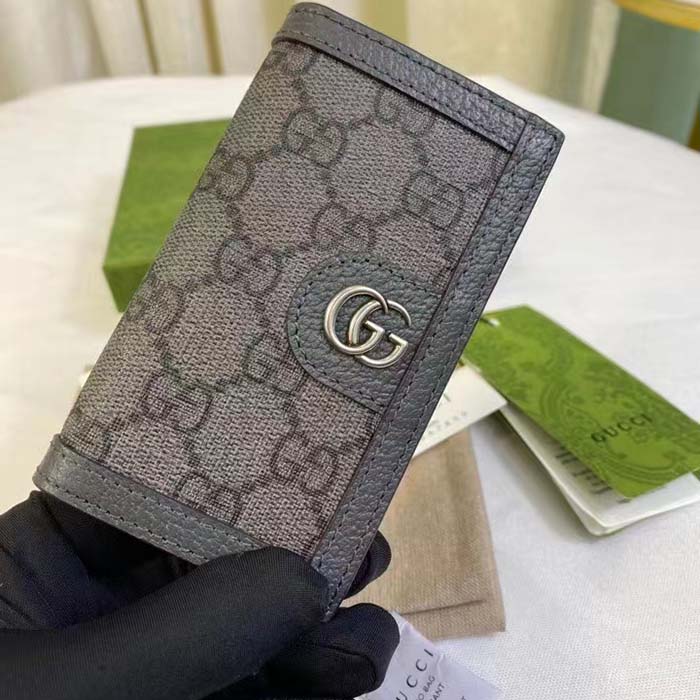 Gucci Unisex GG Ophidia Card Case Grey Black Supreme Canvas Double G