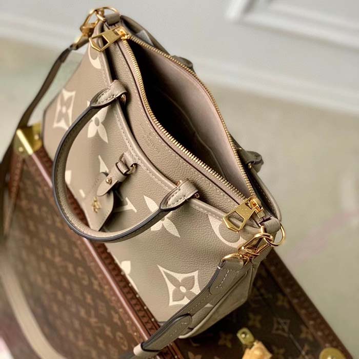 Louis Vuitton LV Women Trianon PM Bag Beige Embossed Grained Cowhide Leather
