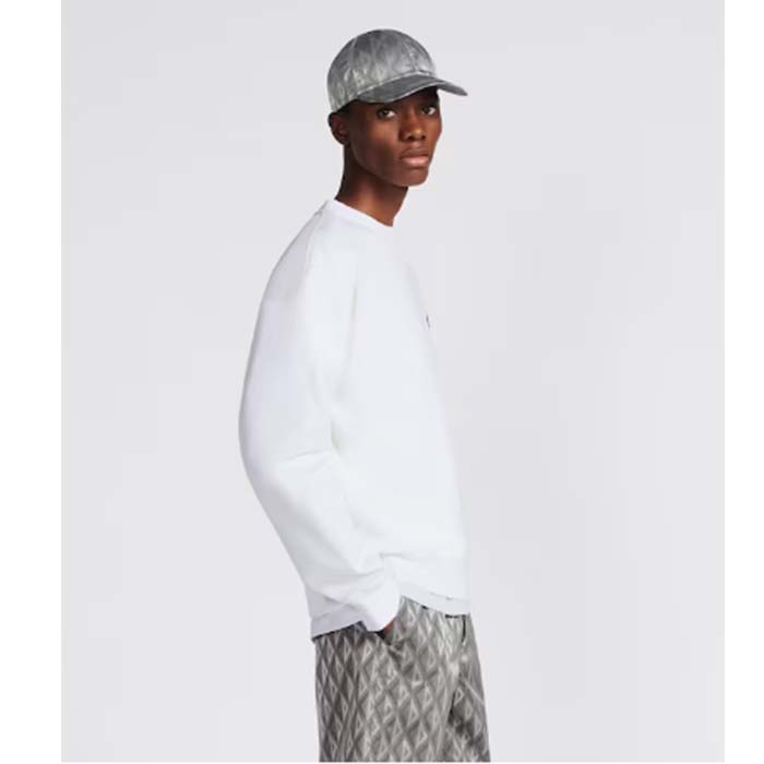 Dior Men CD Diamond Oversized Sweatshirt White Organic Cotton Fleece