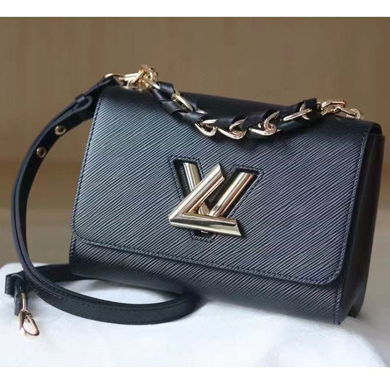 Louis Vuitton LV Women Twist MM Handbag Black Epi Grained Cowhide Leather
