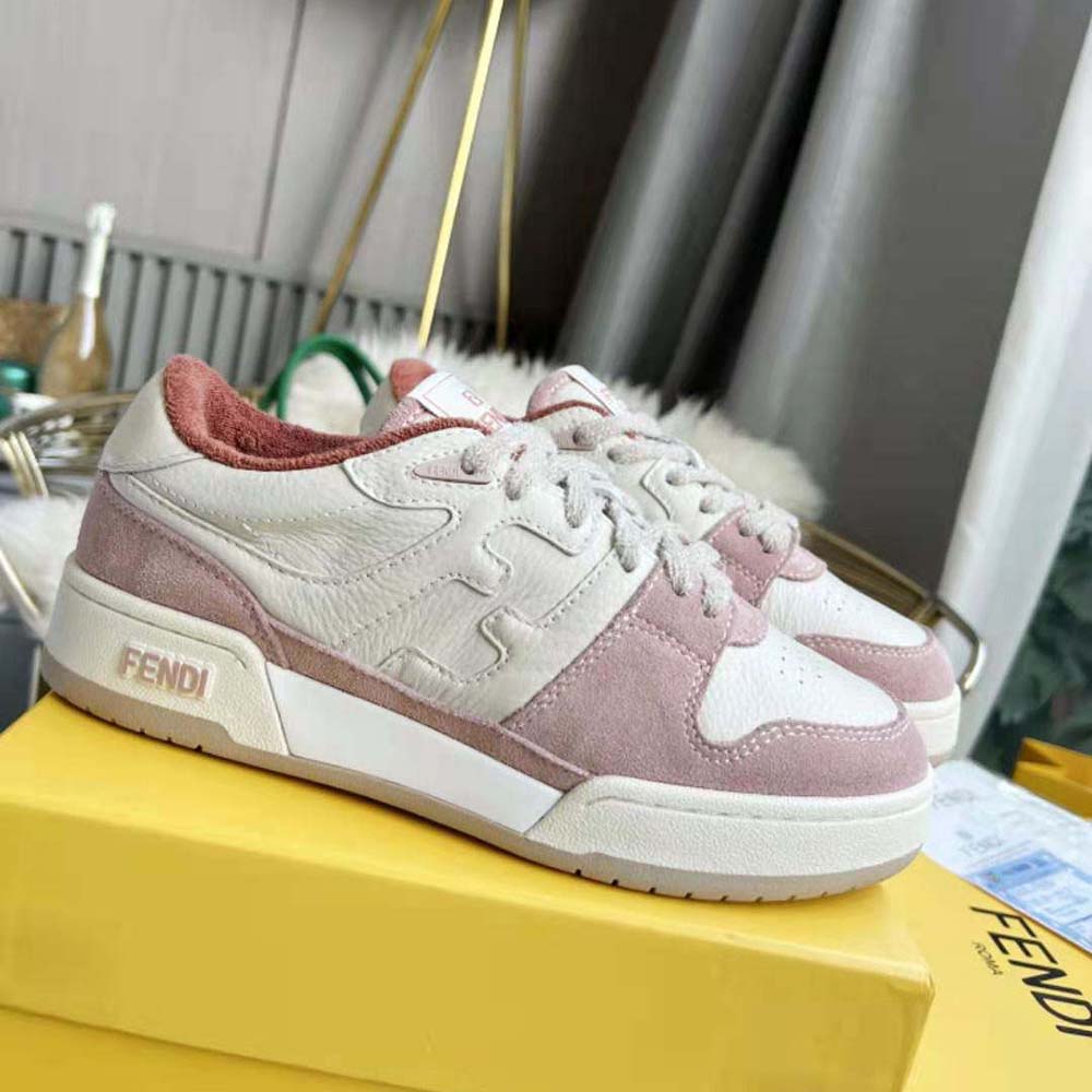 Fendi Unisex Match Low-Tops in Pink Suede