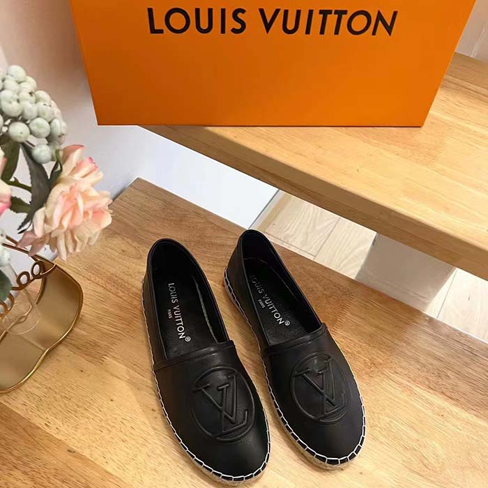Louis Vuitton LV Women Starboard Flat Espadrille Black Lamb Leather Rubber