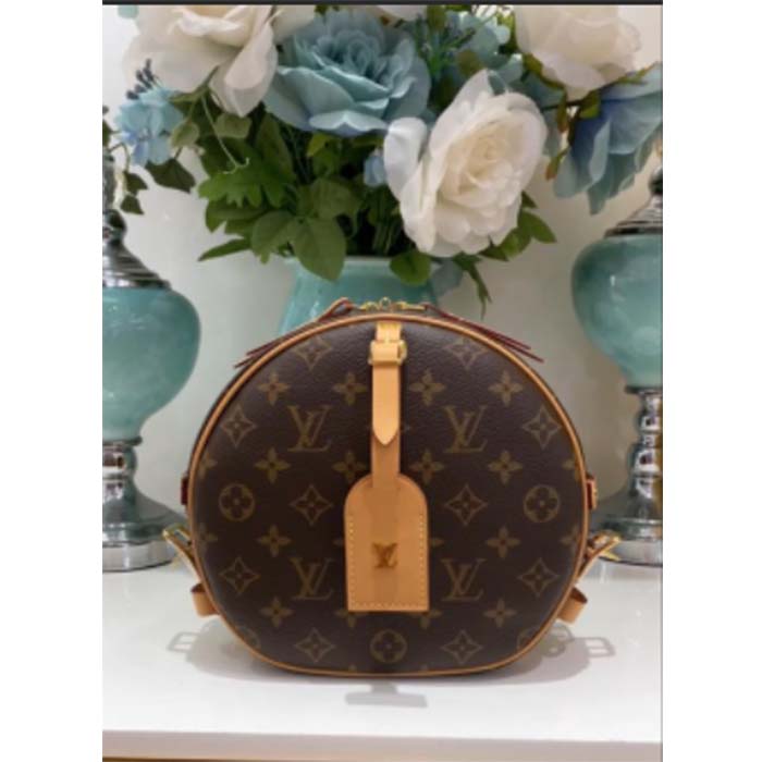 Louis Vuitton LV Women Boite Chapeau Souple MM in Monogram Coated Canvas-Brown