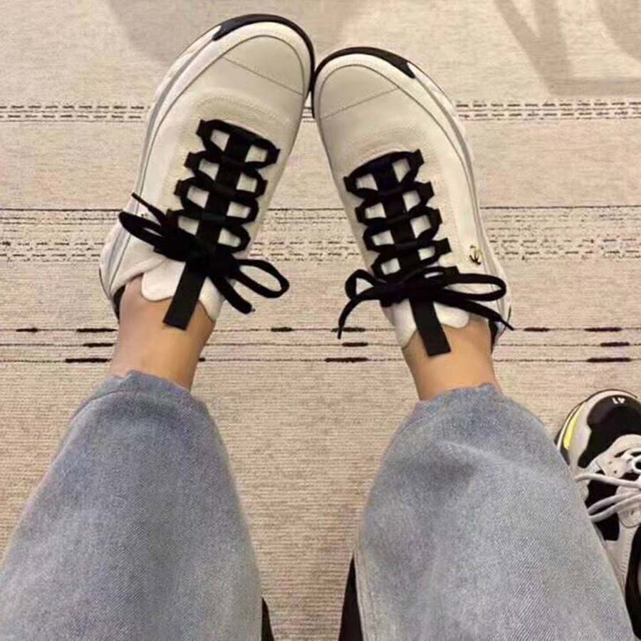 Chanel Women Sneakers in Velvet Calfskin & Mixed Fibers 1 cm Heel-Beige