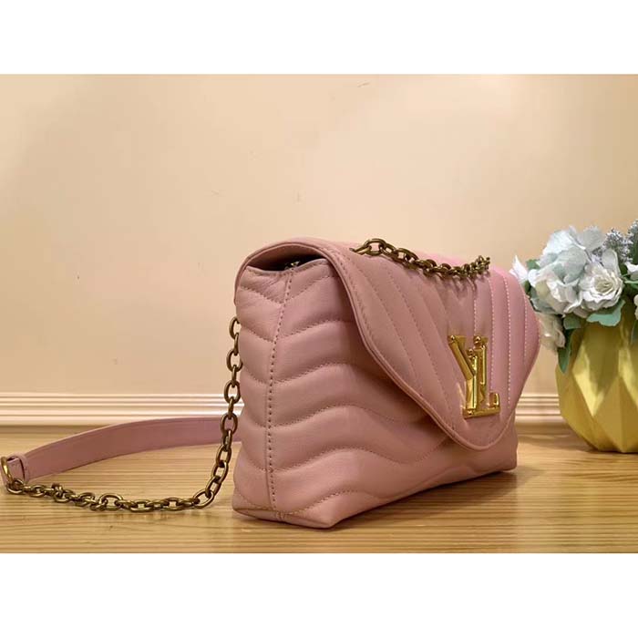 Louis Vuitton LV Women New Wave Chain Bag MM Handbag Pink Smooth Cowhide