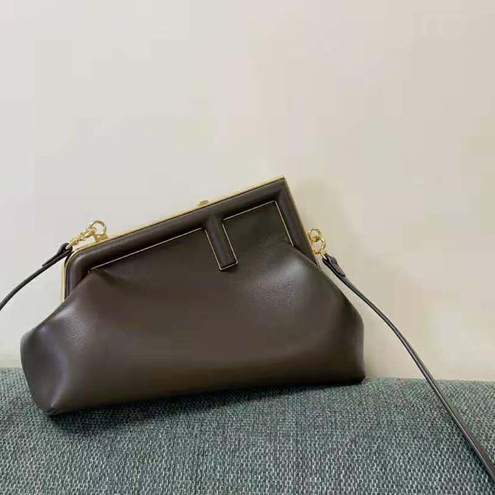 Fendi Women First Small Dark Brown Leather Bag
