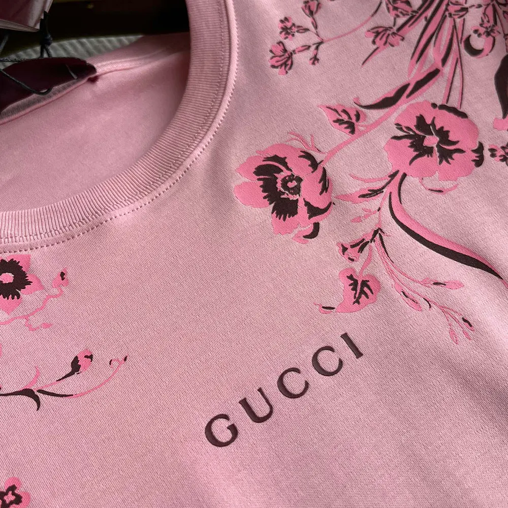 Gucci Women Soft Cotton Jersey T-shirt with Print-Pink