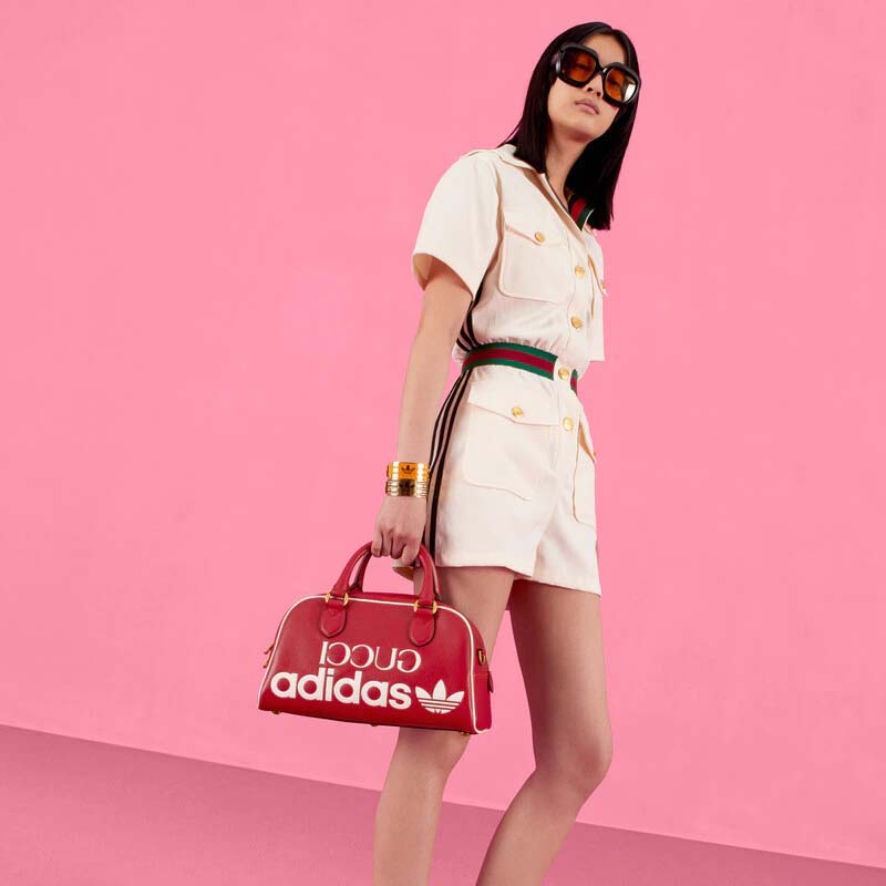 Gucci Unisex Adidas x Gucci Mini Duffle Bag Red Leather Interlocking G