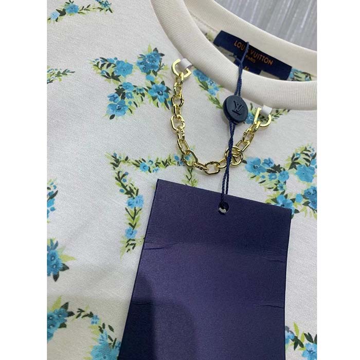 Louis Vuitton Women LV Floral Monogram T-Shirt Cotton White Regular Fit