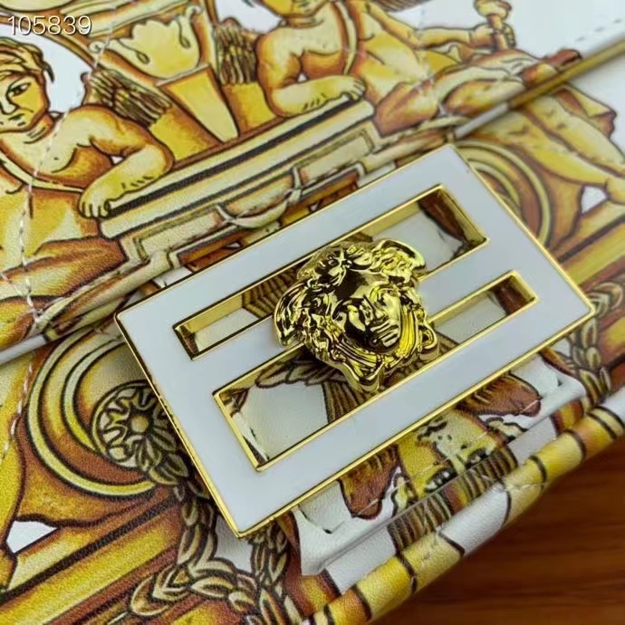 Fendi Women FF Baguette Fendace Quilted White Silk Bag