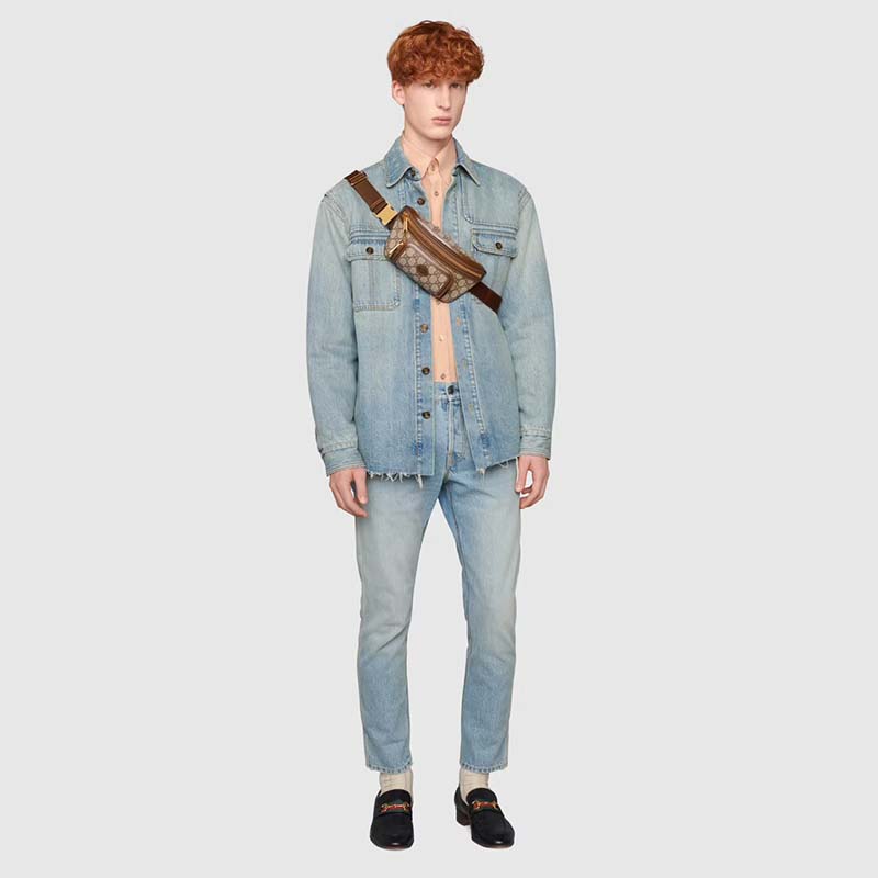 Gucci Unisex Belt bag Interlocking G Beige Ebony GG Supreme Canvas