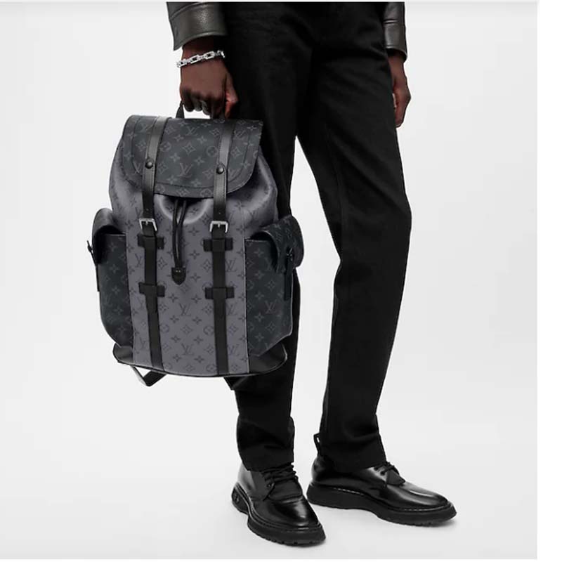 Louis Vuitton LV Unisex Christopher PM Backpack Grey Monogram Eclipse Coated Canvas